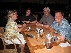 (L-R) Cindy, Scott, Mike and Chad, after contest dinner, at the Sunset Waters Beach Resort
